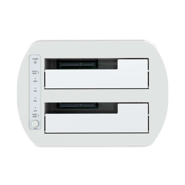 AISENS - Estacion de Docking de Doble Bahia ASDS-D02W SATA 2.5/3.5 a USB 3.0/3.1 Gen1  Clone  Blanca