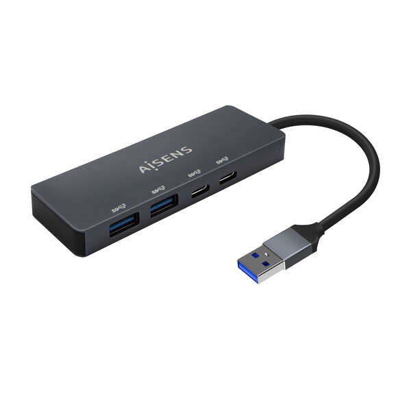 AISENS - Hub USB3.2 Gen1 5G USB-A  USB-A/M-2xUSB-C/H-2xUSB-A/H  Gris  15cm