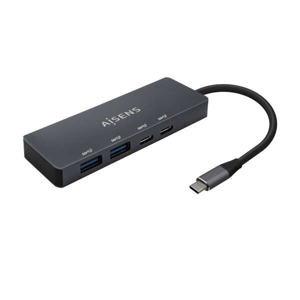 AISENS - Hub USB3.2 Gen1 5G USB-C  USB-C/M-2xUSB-C/H-2xUSB-A/H  Gris  15cm