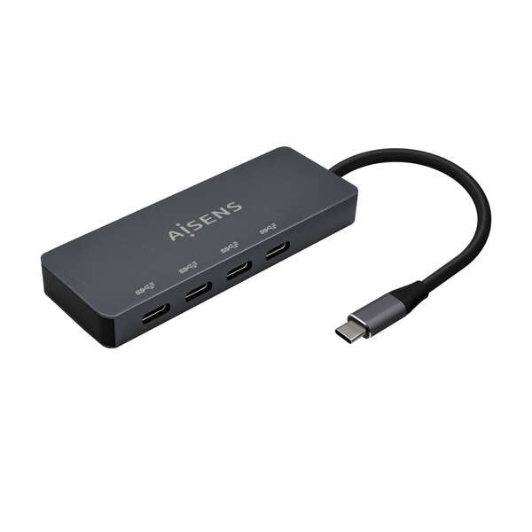 AISENS - Hub USB3.2 Gen1 5G USB-C  USB-C/M-4xUSB-C/H  Gris  15cm