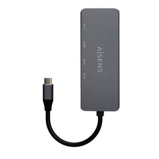 AISENS - Hub USB3.2 Gen1 5G USB-C  USB-C/M-4xUSB-C/H  Gris  15cm