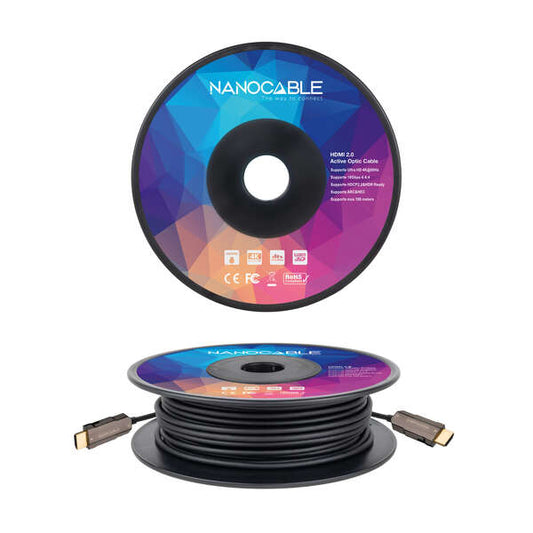 Nanocable - Cable HDMI V2.0 AOC 4K@60Hz 18Gbps A/M-A/M  Negro  30 m