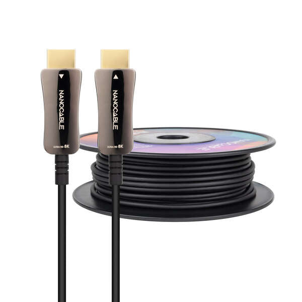 Nanocable Cable HDMI v2.1 AOC Macho a HDMI v2.1 Macho 60m - 8K@60Hz 4K@120Hz 48Gbps - Color Negro 1 pieza(s)