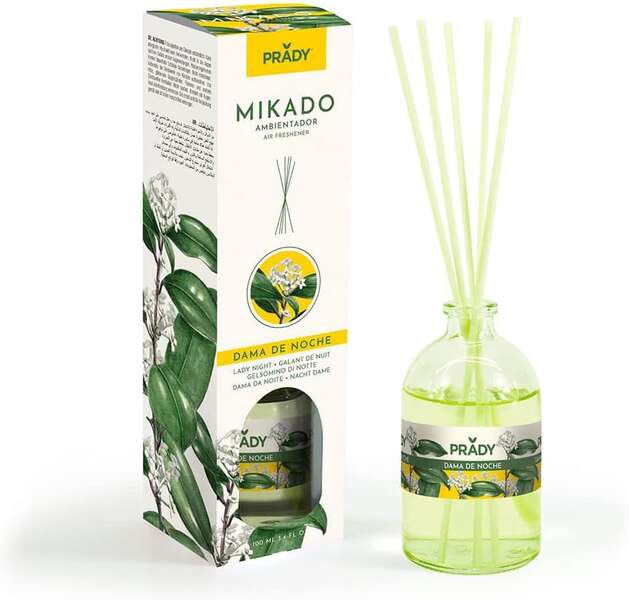 Prady Ambientador Mikado Dama de Noche - Frasco de Cristal 100ml y Varitas Difusoras 1 pieza(s)