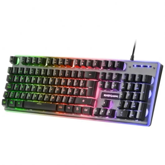 Mars Gaming MK220 Teclado Gaming USB - Tecnologia H-MECH de Pulsacion Hibrida - Iluminacion FRGB - Fabricado en Aluminio -  Antighosting - Cable de 1.50m 1 pieza(s)