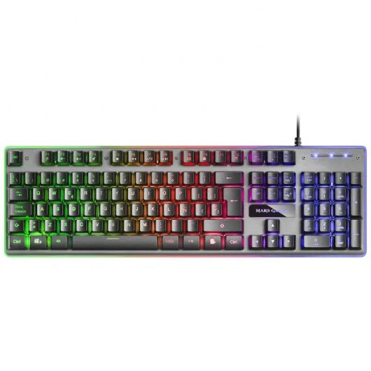 Mars Gaming MK220 Teclado Gaming USB - Tecnologia H-MECH de Pulsacion Hibrida - Iluminacion FRGB - Fabricado en Aluminio -  Antighosting - Cable de 1.50m 1 pieza(s)