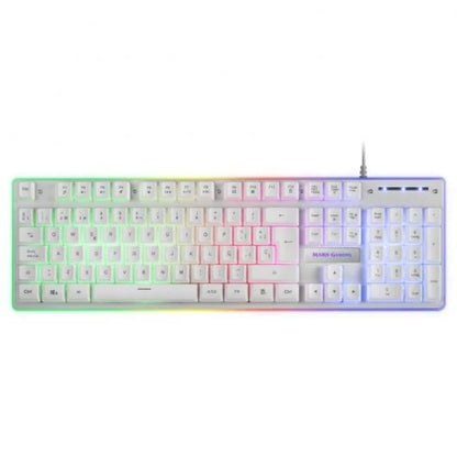 Mars Gaming - MCPXWES Combo Teclado H-Mech FRGB Ratón Ultraligero 10000DPI y Alfombrilla XXL Blanco Idioma Español