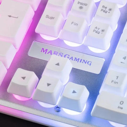 Mars Gaming - MCPXWES Combo Teclado H-Mech FRGB Ratón Ultraligero 10000DPI y Alfombrilla XXL Blanco Idioma Español