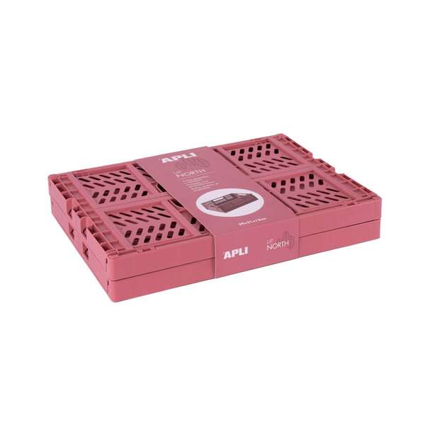 Apli Up North Pack de 2 Cajas de Plastico Plegables y Apilables - Tamaño 290x210x120mm - Ideal para Herramientas, Juguetes, Colada etc... - Color Rosa 1 pieza(s)