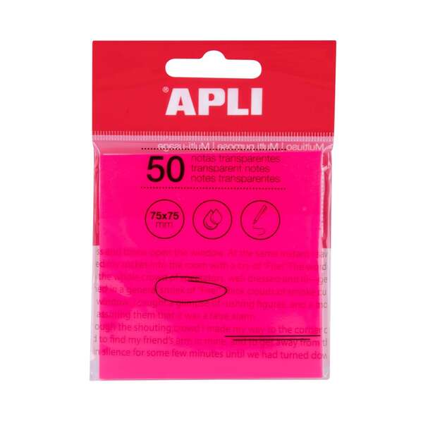 APLI - NOTAS ADHESIVAS APLI 50h 75x75 TRAS.ROSA