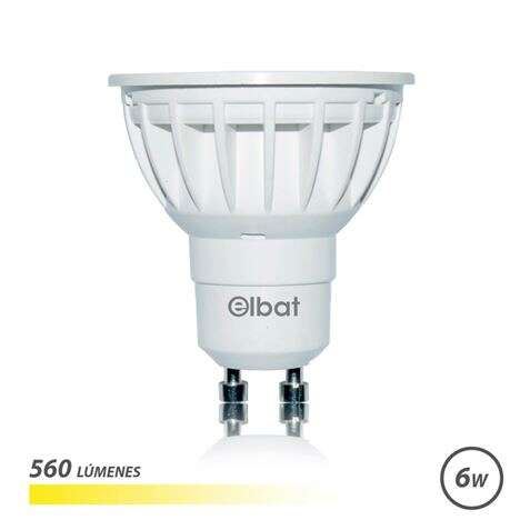 Elbat Bombilla LED GU10 6W 560LM Luz Calida - Ahorro de Energia - Larga Vida Util - Facil Instalacion - Color Blanco Calido 1 pieza(s)