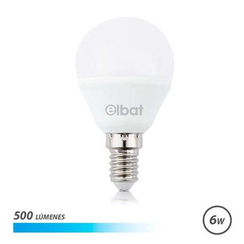 Elbat Bombilla LED G45 6W 500LM E14 Luz Fria - Ahorro de Energia - Larga Vida Util - Bajo Consumo - Color Blanco 1 pieza(s)