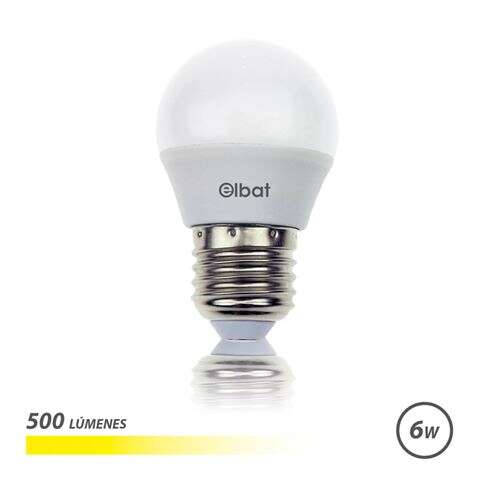 Elbat Bombilla LED G45 6W 500LM E27 Luz Calida - Ahorro de Energia - Larga Vida Util - Facil Instalacion - Color Blanco Calido 1 pieza(s)