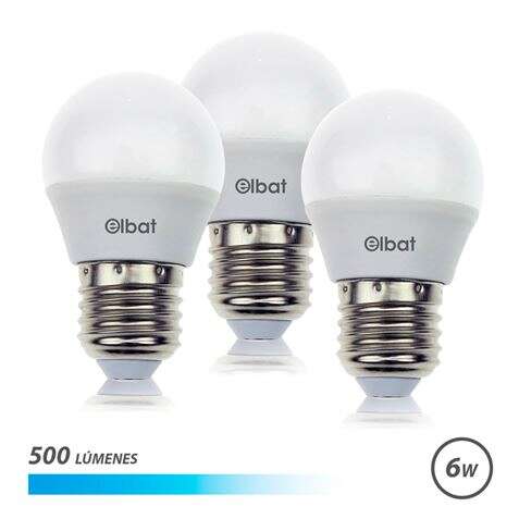 Elbat Pack de 3 Bombillas LED G45 de 6W - 500LM - Base E27 - Luz Fria 1 pieza(s)