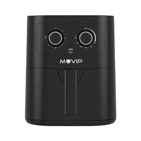 Muvip Freidora Aire Caliente 4.5 Litros - Cocina con hasta 80% menos de grasa - Control de tiempo y temperatura - Olla antiadherente - Potencia 1600W - Capacidad 1200gr - Temperatura regulable 0-200ºC - Temporizador 1-60min - Color Negro 1 pieza(s)