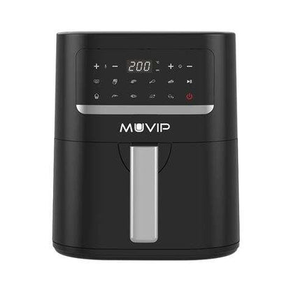 Muvip Freidora Aire Caliente 4.5L 1600W Pantalla Tactil - 10 Programas Preestablecidos - Cocina con 80% Menos Grasa - Olla Antiadherente - Temperatura Regulable 50-200ºC - Color Negro 1 pieza(s)