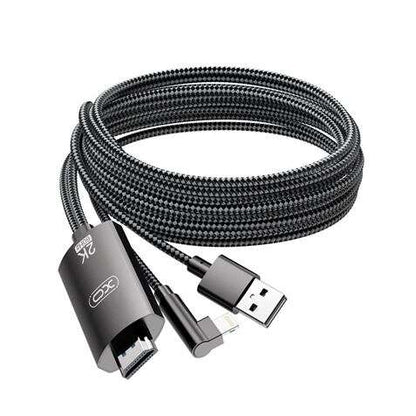 XO Adaptador de Cable Lightning A Hdmi - Longitud de 1.8m - Soporte de Resolucion 2K(60Hz)/1080P - Intercambio de Datos y Audio - Fuente de Alimentacion USB - Color Negro 1 pieza(s)