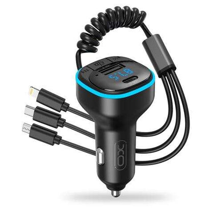 XO Adaptador Bluetooth para Coche - Conexion Inalambrica 50 - Reproduce Desde Smartphone y Pendrive - Puerto USB y Tipo C - Funcion Manos Libres - Pantalla LED - Dimensiones 35x35x75mm - Peso 50gr - Color Negro 1 pieza(s)