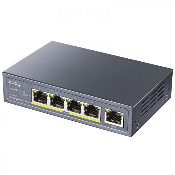 Cudy - GS1005P switch Gigabit Ethernet (10/100/1000) Energía sobre Ethernet (PoE) Gris