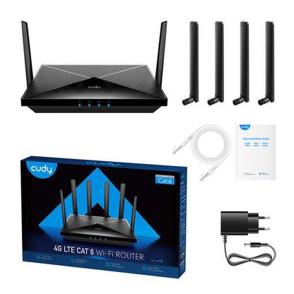 Cudy LT700 Router WiFi AC1200 4G LTE CAT 6 - 4x Puertos Lan 10/100/1000Mbps - 2x Ranuras Nano Sim - 6 Antenas Externas 1 pieza(s)