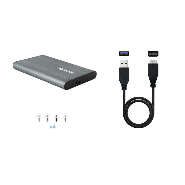 TooQ - Caja Externa para Discos de 2 5 HDD/SSD  Gris