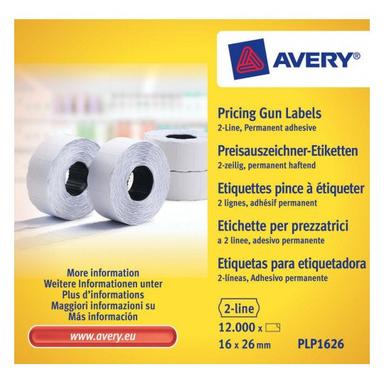 Avery - PLP1626 etiqueta autoadhesiva Etiqueta de precio Permanente Blanco 12000 pieza(s)