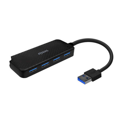 AISENS - Hub USB 3.0  Tipo A/M-4x Tipo A/H  Negro  15cm