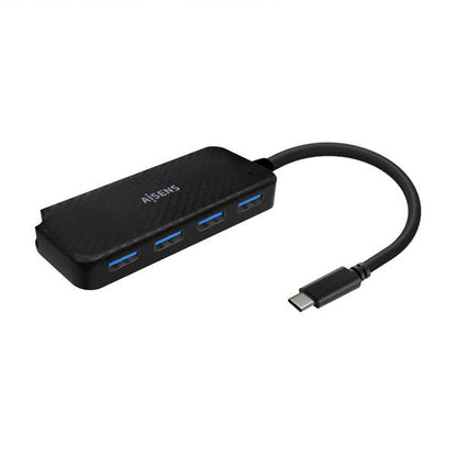 AISENS - Hub USB 3.1 USB-C  USB-C/M-4x Tipo A/H  Negro  15cm