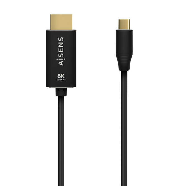 AISENS - Cable Conversor Aluminio USB-C A HDMI 2.1 8k@60Hz  USB-C/M-HDMI/M  Negro  1.0m