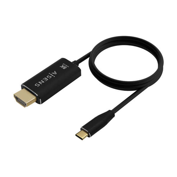 AISENS - Cable Conversor Aluminio USB-C A HDMI 2.1 8k@60Hz  USB-C/M-HDMI/M  Negro  1.0m