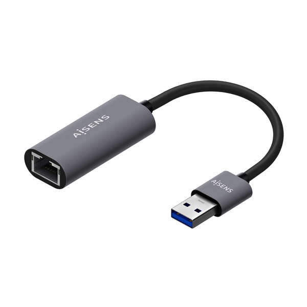 Aisens Conversor USB 3.0 a Ethernet Gigabit 10/100/1000 Mbps - 15cm - Color Gris 1 pieza(s)