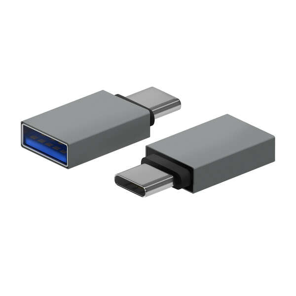 AISENS - Mini Adaptador Aluminio USB 3.2 Gen1 3A  Tipo USB-C/M-A/H  Gris