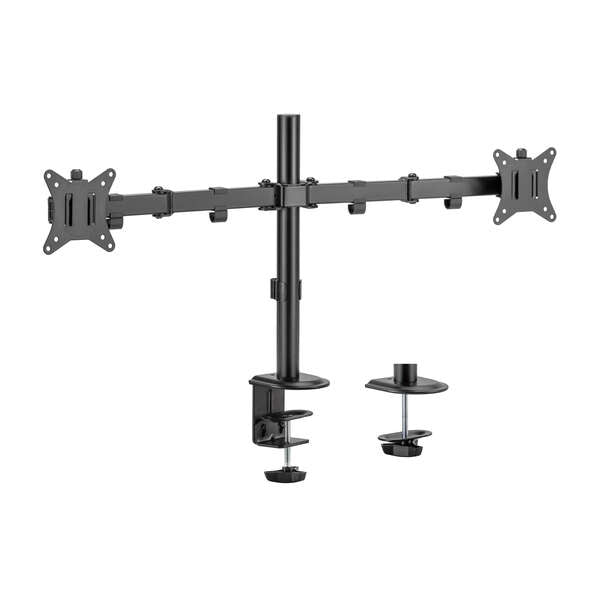 AISENS - Soporte de Mesa ECO Giratorio e Inclinable para Monitor/TV 9Kg (3 Pivotes  2 Brazos) de 17-32  Negro