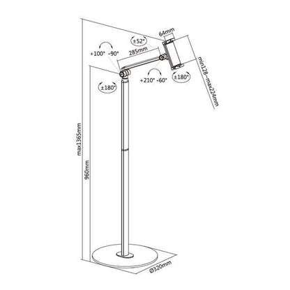 Aisens Soporte de Suelo Universal Ajustable (2 Pivotes) para Tablet - Color Negro 1 pieza(s)