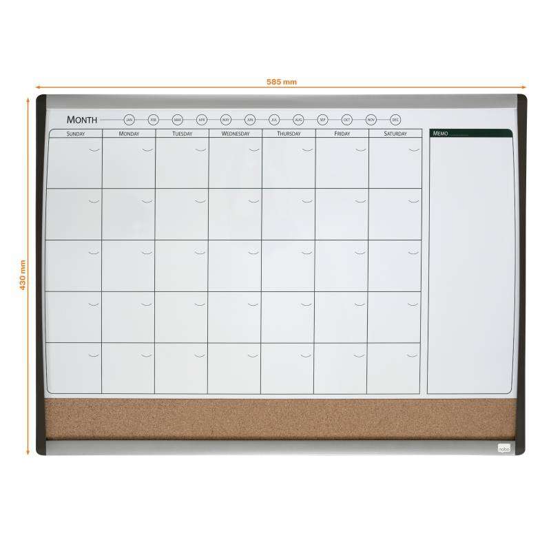 Rexel - Combo organizador mensual + tablero corcho (585 x 430 mm)