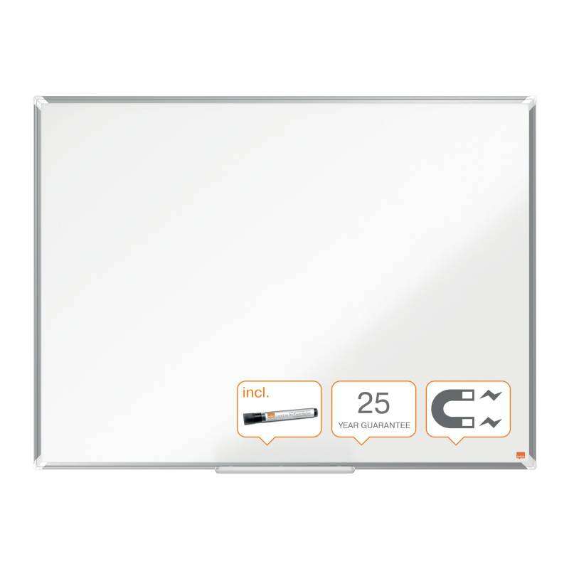 Nobo Premium Plus Pizarra Magnetica de Acero Vitrificado 1200x900mm - Montaje en Esquinas - Superficie de Borrado Superior - Color Blanco 1 pieza(s)