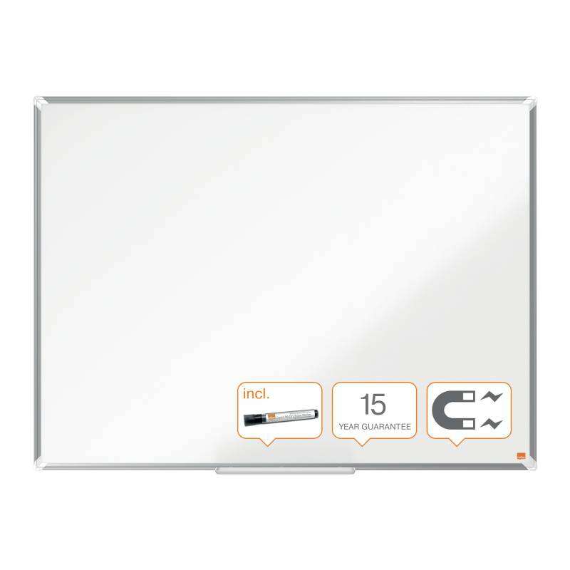 Nobo Premium Plus Pizarra Magnetica de Acero Lacado 1200x900mm - Montaje en Esquinas - Superficie de Borrado Facil - Color Blanco 1 pieza(s)