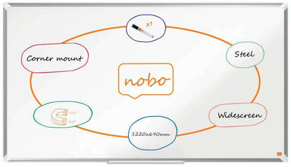 Nobo Premium Plus Pizarra Magnetica de Acero Lacado Panoramica 1220x690mm - Montaje en Esquina - Blanco 1 pieza(s)