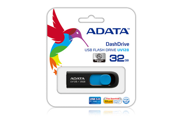 ADATA - DashDrive UV128 128GB unidad flash USB USB tipo A 3.2 Gen 1 (3.1 Gen 1) Negro  Azul