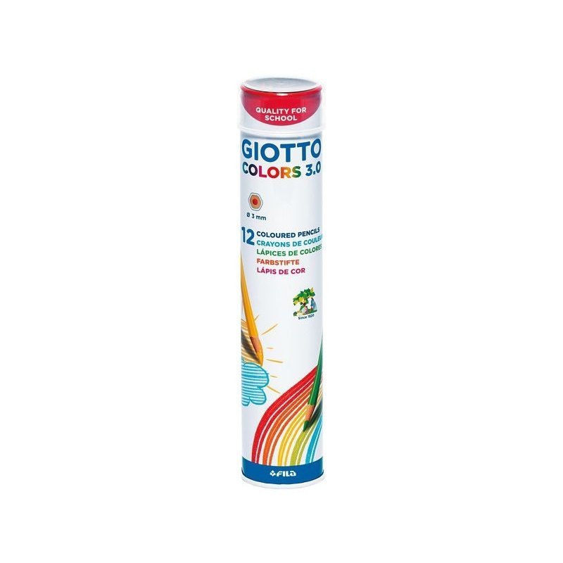 Giotto - Bote metálico 12 lápices de colores mina Ø3 0mm. Colors 3.0 276900