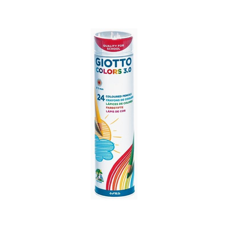 Giotto - Bote metálico 12 lápices de colores mina Ø3 0mm. Colors 3.0 277000