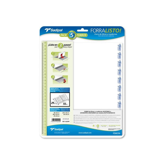 Sadipal - Blister 5 forros en polipropileno 80 micras 29x52cm SAD02209