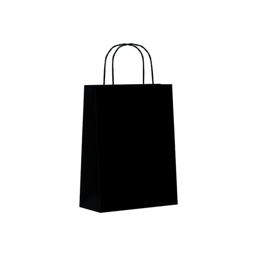 Sin Marca - Paq.25 bolsas papel asa retorcida formato xs 18+8x24cm 90gr negro 02004091