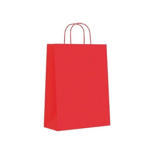 Sin Marca - Paq.25 bolsas papel asa retorcida formato s 24+10x32cm 90gr rojo 02004025