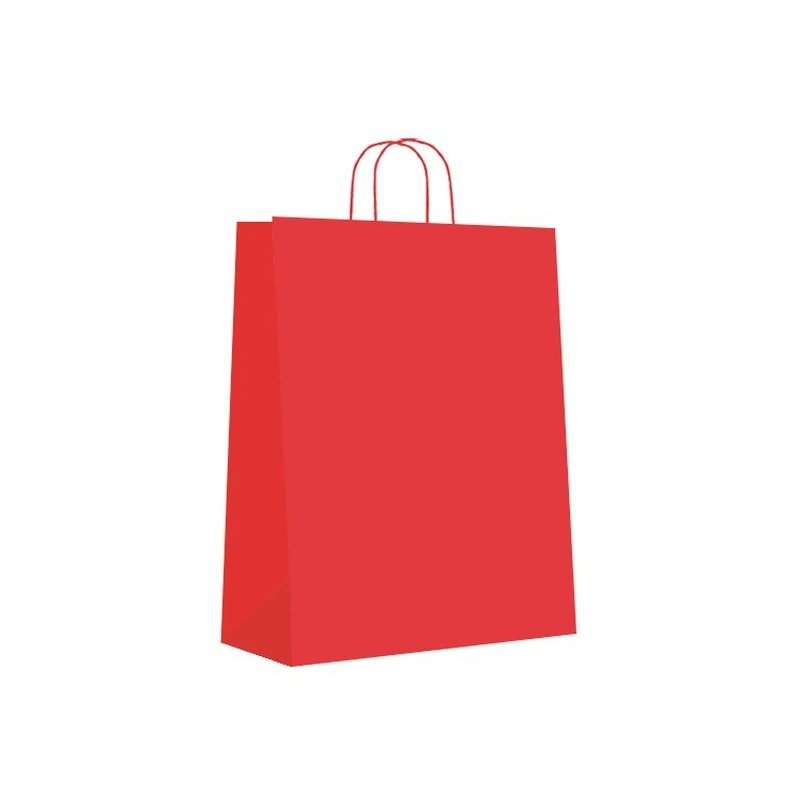 Sin Marca - Paq.25 bolsas papel asa retorcida formato l 32+14X40cm 90gr rojo 02004040