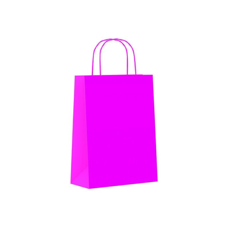 Sin Marca - Paq.25 bolsas papel asa retorcida formato xs 18+8X24cm 90gr fucsia 02004093