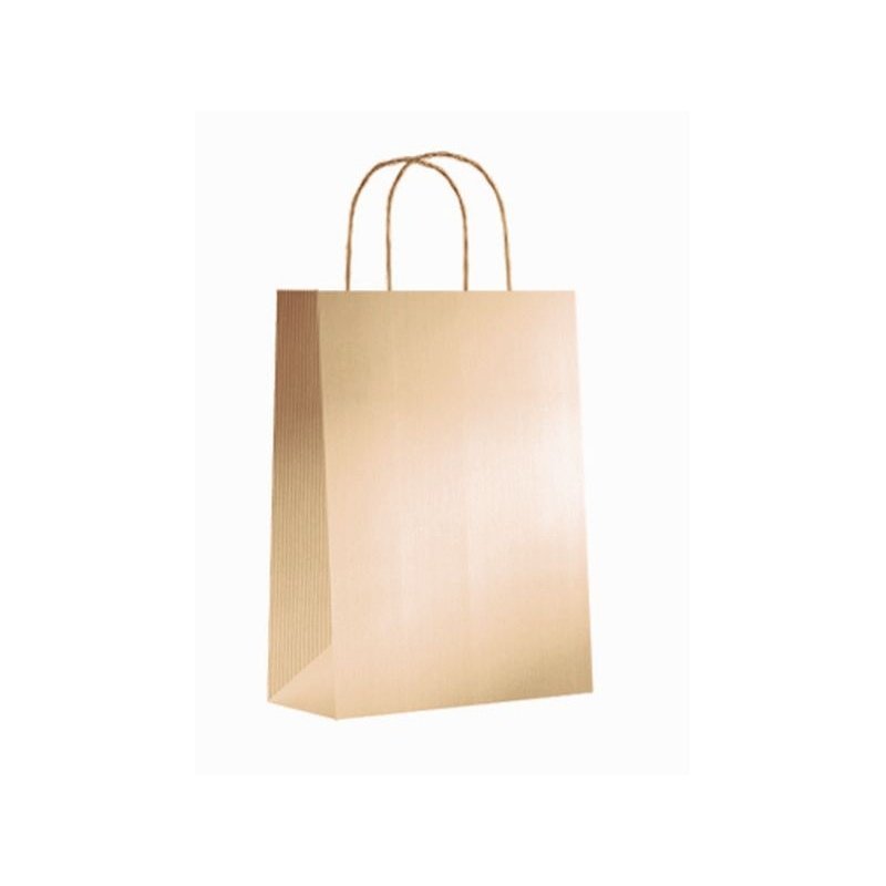 Sin Marca - Paq.25 bolsas papel asa retorcida formato xs 18+8x24cm 90gr oro 02003084