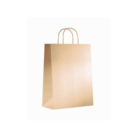 Sin Marca - Paq.25 bolsas papel asa retorcida formato s 24+10x32cm 90gr oro 02003013