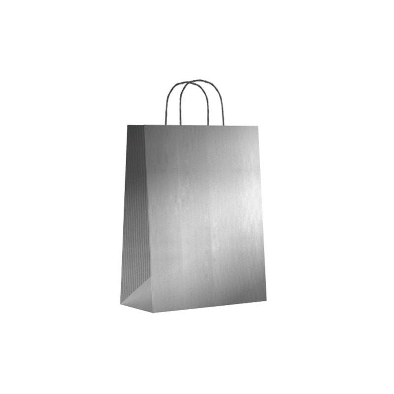 Sin Marca - Paq.25 bolsas papel asa retorcida formato s 24+10X32cm 90gr plata 02003014