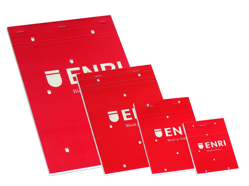 ENRI - Bloc Grapado Tapa Blanda A5 80 Hojas Liso Rojo - Pack 5 Unidades - 100102716